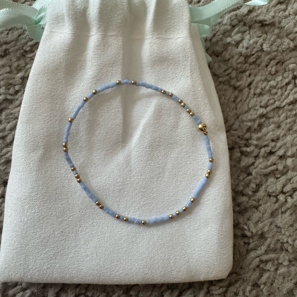 Elegant Blue and Gold Beaded Bracelet